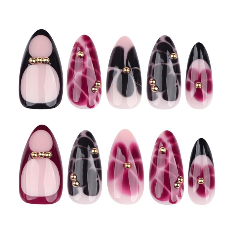 Uña Postiza Almendrada Uña Falsa Brillante Adhesiva Uña Natural Cubierta Completa Uña Falsa Acrílica Adhesiva para Mujeres