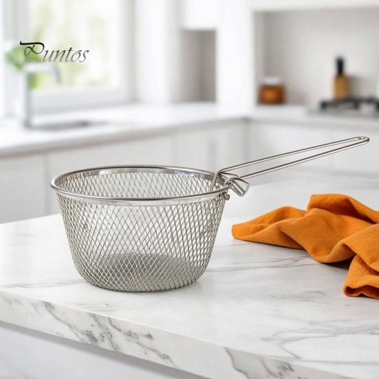 Heat Resistant Mesh Strainer Stainless Steel Frying Basket, with Handle, Strainer, Durable Basket Multi Use Deep Fryer Tool, for Kitchen Chips