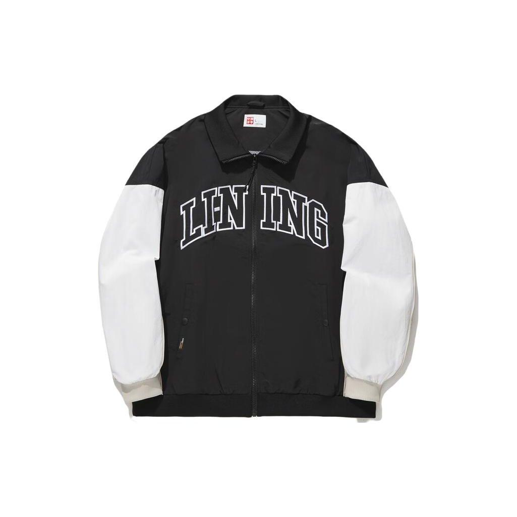 

Li Ning Серия Скейтборд Цветной блок Логотип с буквами Воротник поло Спортивная куртка с длинным рукавом Мужская куртка Черный AFDT741-2 S