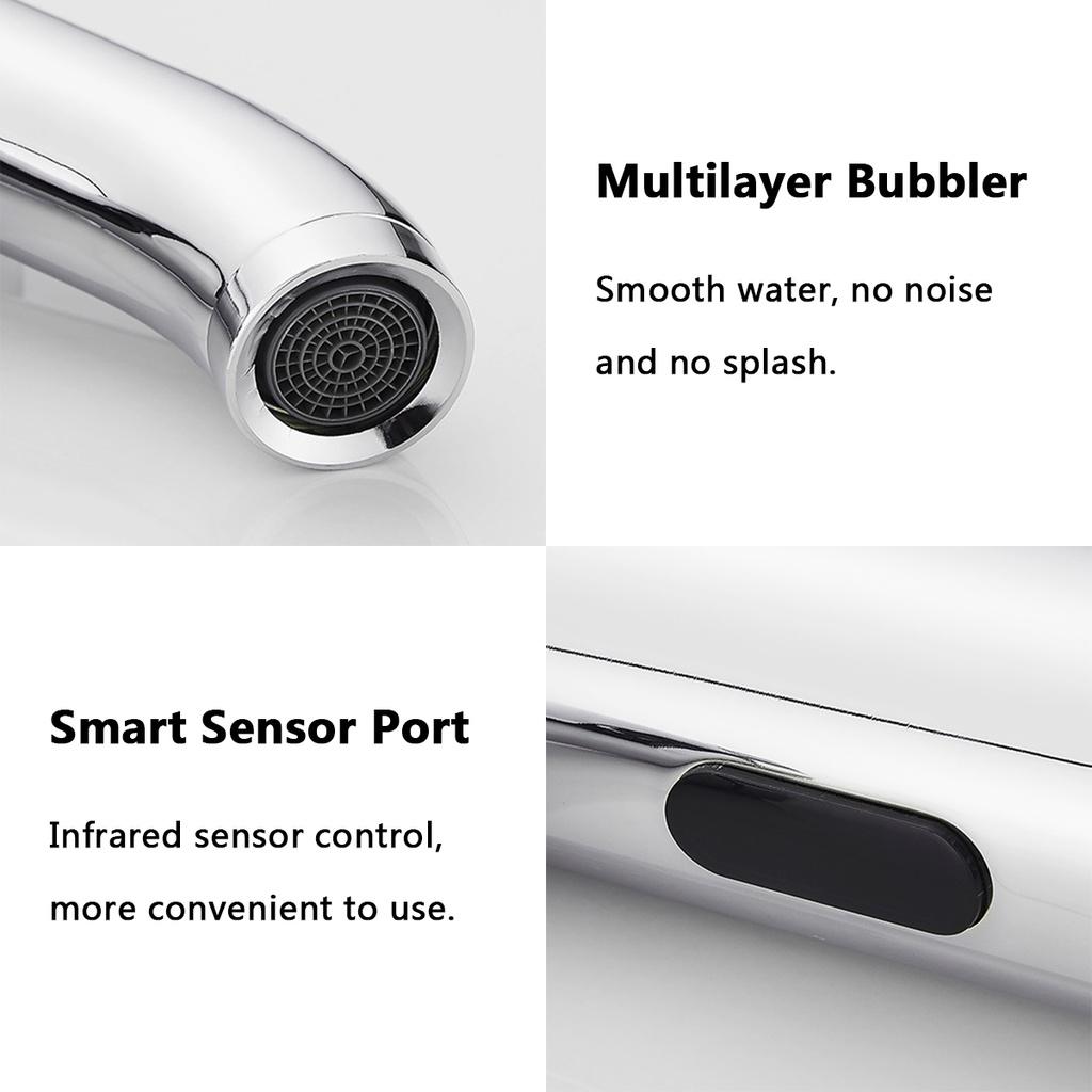 Aço inoxidável banheiro automático sensor infravermelho pia touchless torneira da bacia de água único deck frio montado