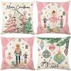 Christmas Theme Short Plush Pillow Cover Set Holiday Print Cushion Case for Living Room Sofa Home Decor 45x45cm