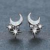European and American Symmetrical Star Moon Micro Inlaid Zircon Earrings Delicate and Cool Style for Women