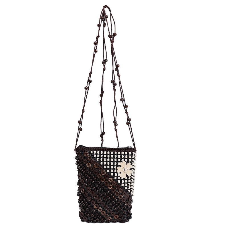 Bohemian Flower Woven Bag Women's New Niche Design Mobile Phone Bag Messenger Bag