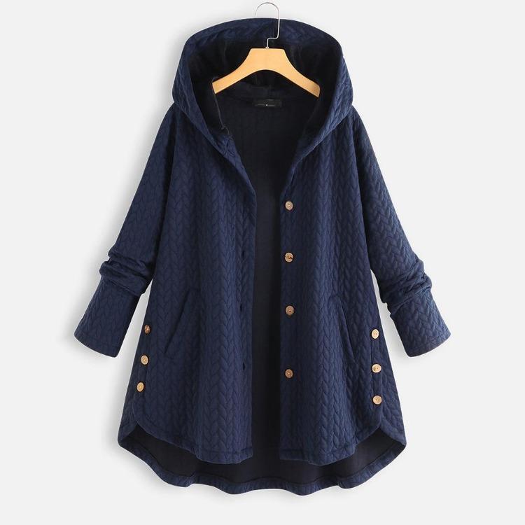 Women's Casual Loose Hooded Jacket for Spring and Autumn Regular Fit Long Style