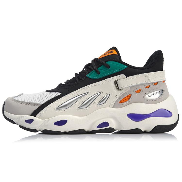 Li Ning Butterfly Cushioning Slip Resistant Abrasion Resistant Low top Chunky Sneakers Gray Black AGCN225-5