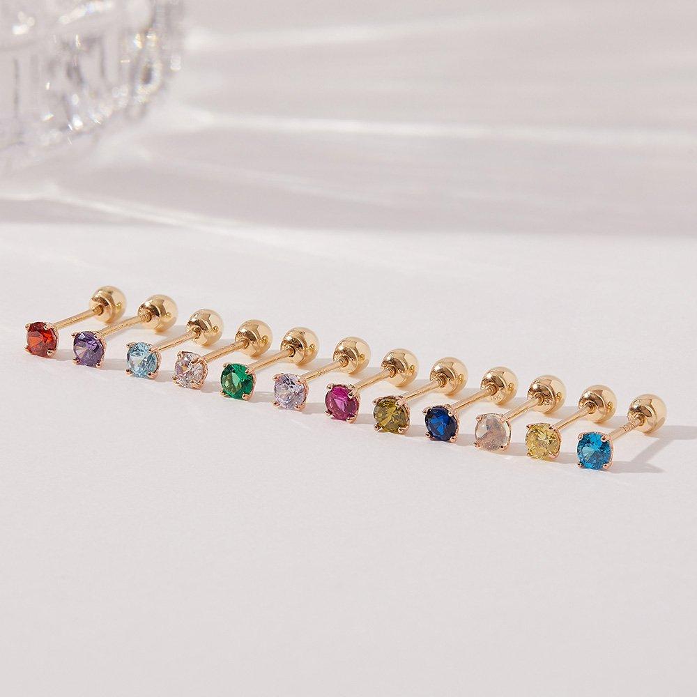[Dorocy] 14K Quing Quing Birthstone Q Piercing (1 piece)