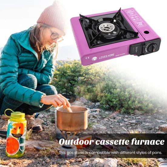 Outdoor Camping Stove Automatic Rebound Gas Valve Burner Stove Portable Stainless Steel Butane Stove for Picnics Hiking Home Outdoor