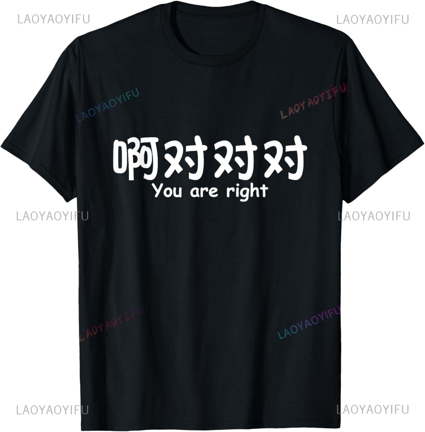 

You Are Right Funny Novelty Chinese Character T-Shirt Print Original Design Gifts T Shirts Mens Clothing Individuality Camisas 4XL