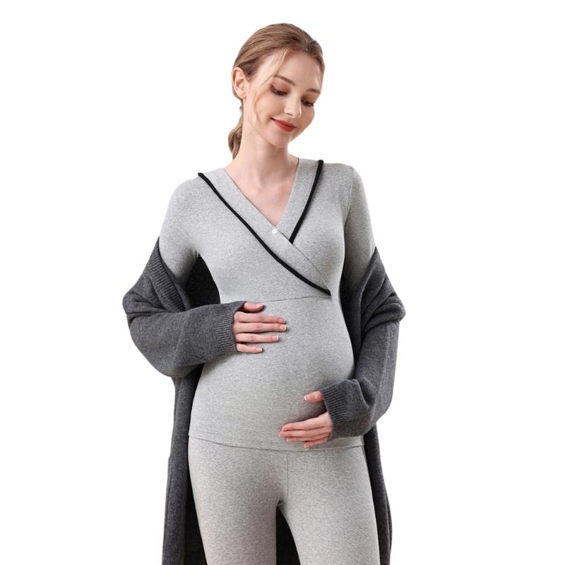 

Уютный Теплый Набор Пижам для Беременных и Кормящих Мам Зимняя Одежда для Сна Одежда для Материнства XXL серый