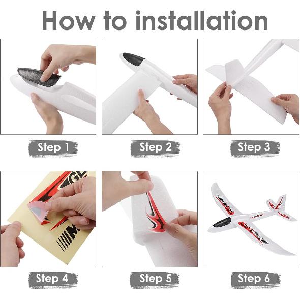 Zerodeko Foam Airplane Toy, 39 x Large Throwing Glider Plane Toy Model Outdoor Flying Toy DIY Aeroplane Model Birthday Party for Kids Boys Girls 3+