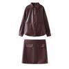 2024 Fall Women's European & American Style Long Sleeve Top & Short Skirt Set