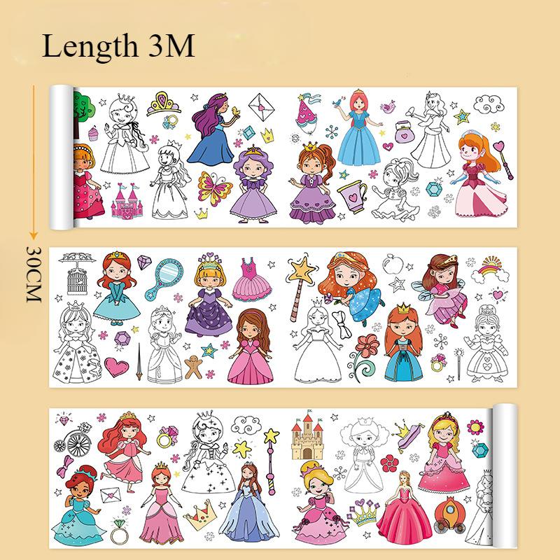 90cm Animal Canvas Children's Drawing Roll DIY Coloring Paper Roll Color Filling Graffiti Paper-cut Painting Educational School