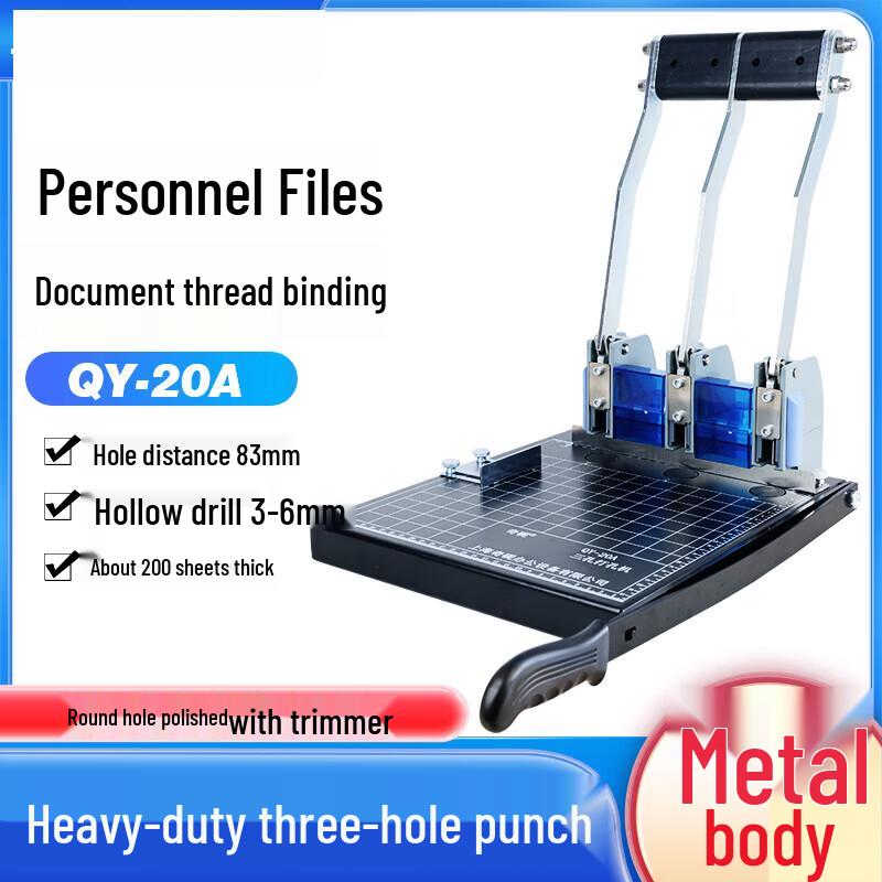 Qiyan Heavy-Duty 3-Hole Punch & File Binding Machine