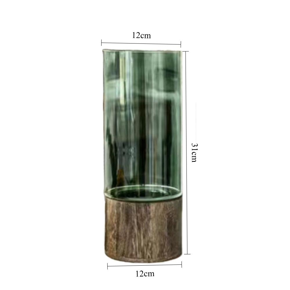 Minimalist Wooden Glass Vase for Hydroponic Plants Nordic Style Glass Vase Tabletop Floral Arrangement Home Decoration