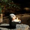 Minimalistischer Buddha Statue Kerzenständer Niedlicher Kleiner Mönch Harz Buddha Figur Dekorative Sammlung Teelichthalter