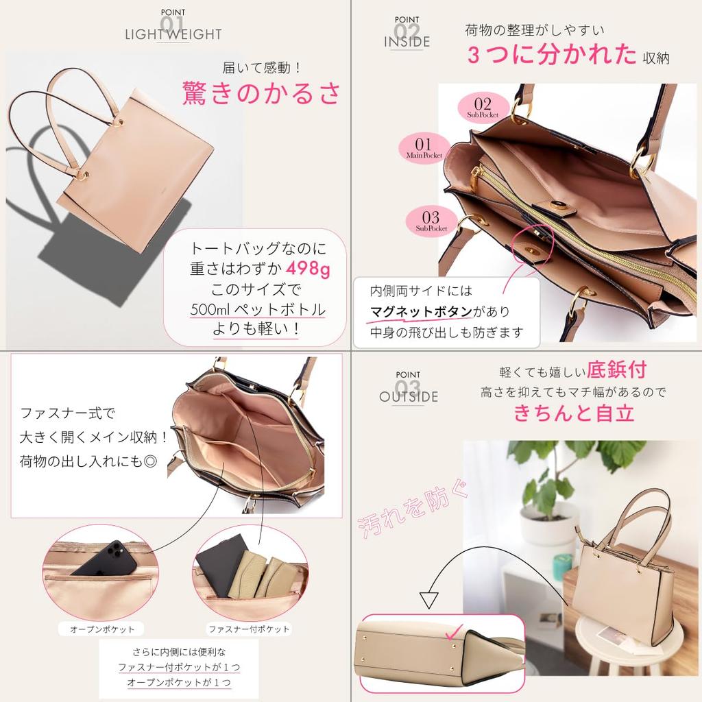 Tote Bag Lightweight A4 Compatible Compact Tote A0011 [ANDSHIN] (Navy)