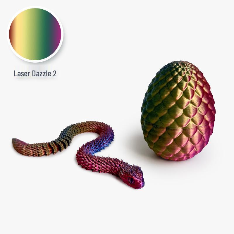 3D Printed Luminous Snake Dragon Egg Set with Movable Joints - Ornament Toy Handicraft