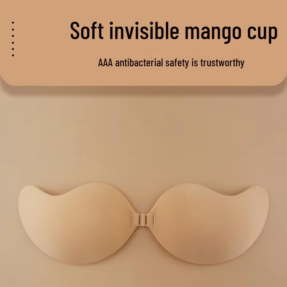 Mango Silicone Strapless Invisible Bra with Front Buckle and Nipple Stickers for Wedding Dress