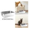 Pet Litter Tray Kitten Toilet Stainless Steel with Handles Cat Litter Box