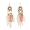 Bohemian Feather Seed Bead Tassel Earrings - Retro Ethnic Dangle Jewelry