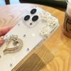 For iPhone 16 Pro Max Case Rhinestone Heart Rose Decor Soft TPU Clear Phone Back Cover