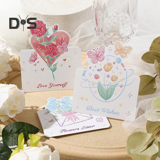 10 Pcs Floral Greeting Cards Handmade Flower Bouquets Blank Card for Mother's Day Valentine's Day Birthday Gift