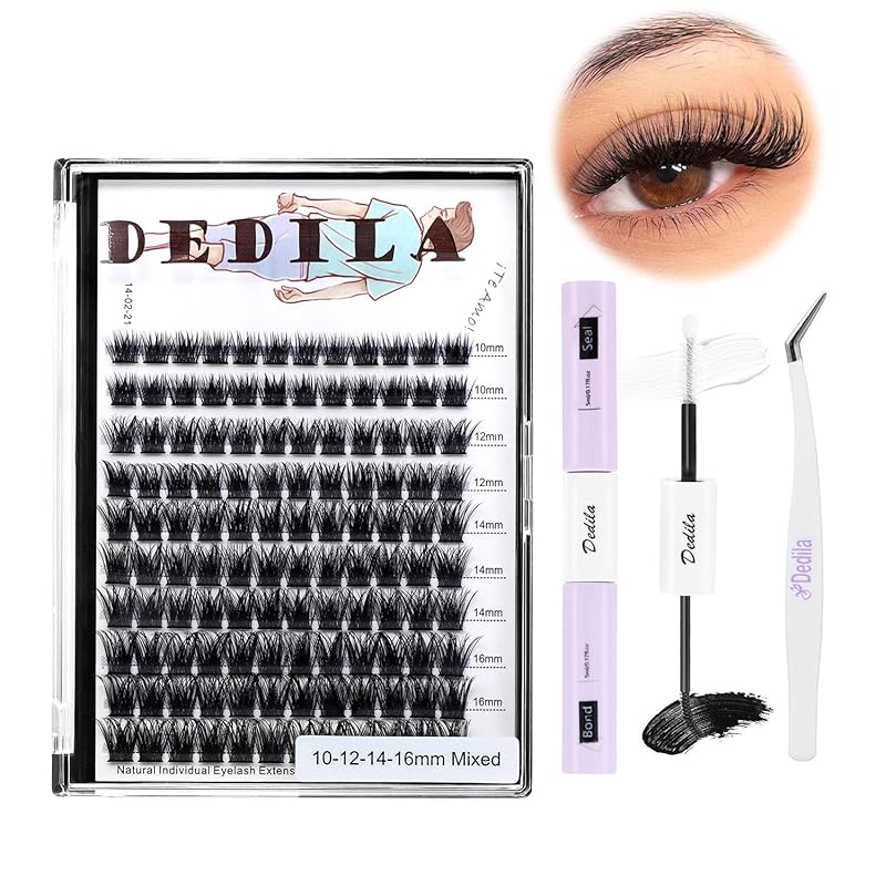 Large Tray-Grafted Wide Rod Individual False Eyelashes Thick Base 120 Cluster D Curly Hair Naturally Dense Eyelashes 8-20 Mm Optional (14 Mm)