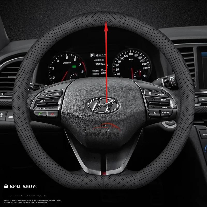 Auto Lederlenkradabdeckung für Hyundai i20 i30 Elantra KONA N Line 2013 - 2019 2020 2021 2022 2023 2024 2025 Zubehör