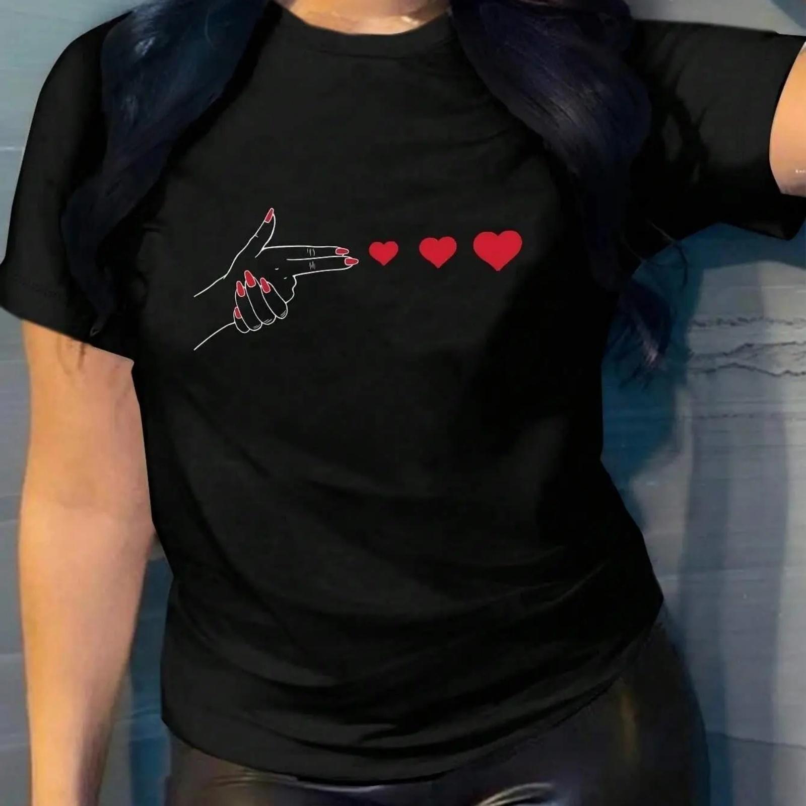 Launch Love Print Tshirt Women Fashion Cool T Shirt Casual All-Match Summer Basic Tee Shirtsstreetwear Breathable Short 1232 S