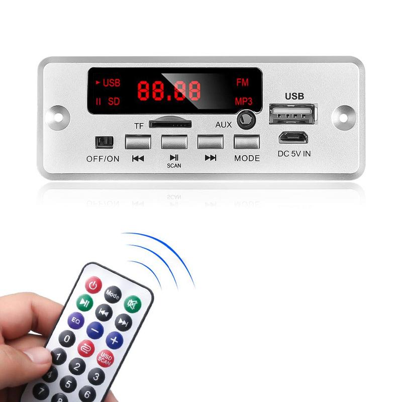 

Kebidu 5-12V Плата Декодера MP3 Bluetooth 5.0 Автомобильный MP3 Плеер с Усилителем 2*25 Вт USB Модулем Записи FM AUX Радио Для Динамика