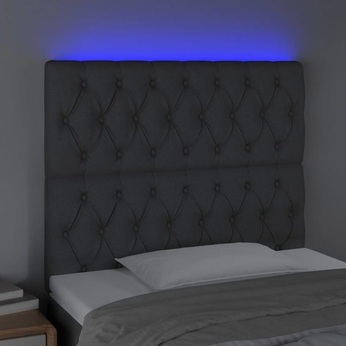 VidaXL Tête de Lit à LED Meuble de Chambre à Coucher Accessoire de Lit Simple Tête de Cadre de Lit Intérieur Gris Foncé 3122751