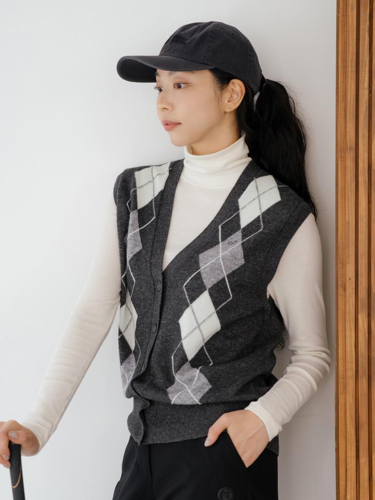 NITINA Cashmere Blending Argyle Vest Ch