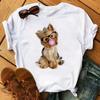 Maycaur Französische Bulldogge Lustiges Cartoon T-Shirt Harajuku 90er Jahre Mädchen Grafik-T-Shirt Lässiges O-Ausschnitt T-Shirt Für Damen Oberteil T-Shirt Sommer