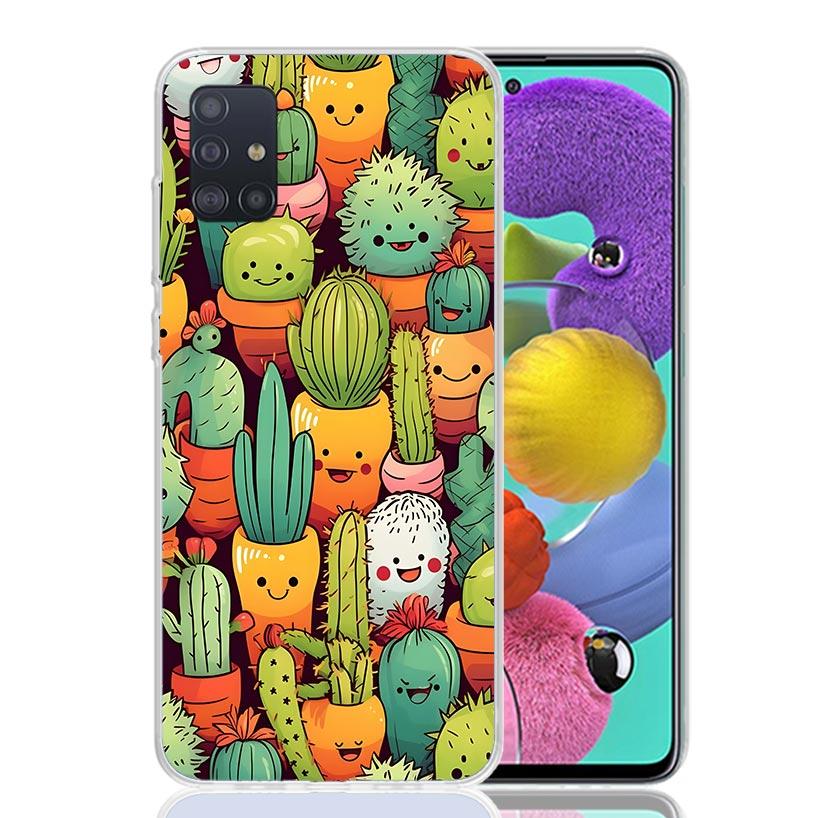 Cartoon Plant Cactus Phone Case for Samsung Galaxy A52 A51 A50S A12 A22 A32 A72 A10S A30S A31 A71 Note 20 Ultra 10 Plus S10 Gala