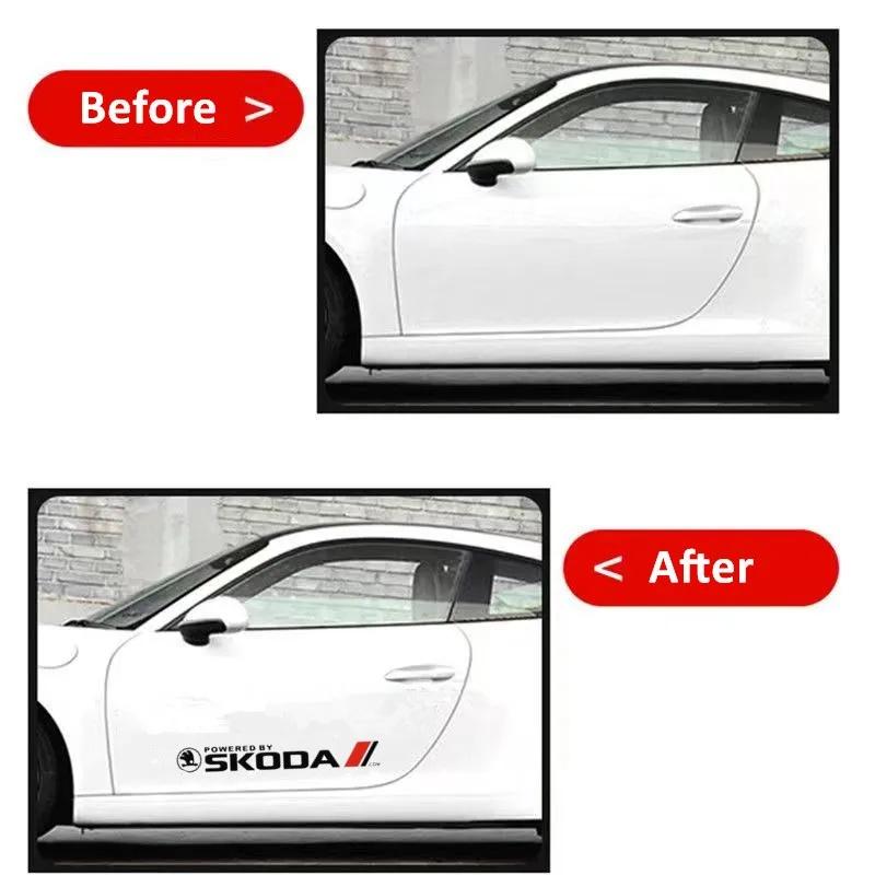 AHUN5 Body Side Stripe Sticker Door Decoration Sticker for Skoda Octavia Kodiaq Kamiq Fabia RS Rapid Yeti Karoq Auto Accessories Tools