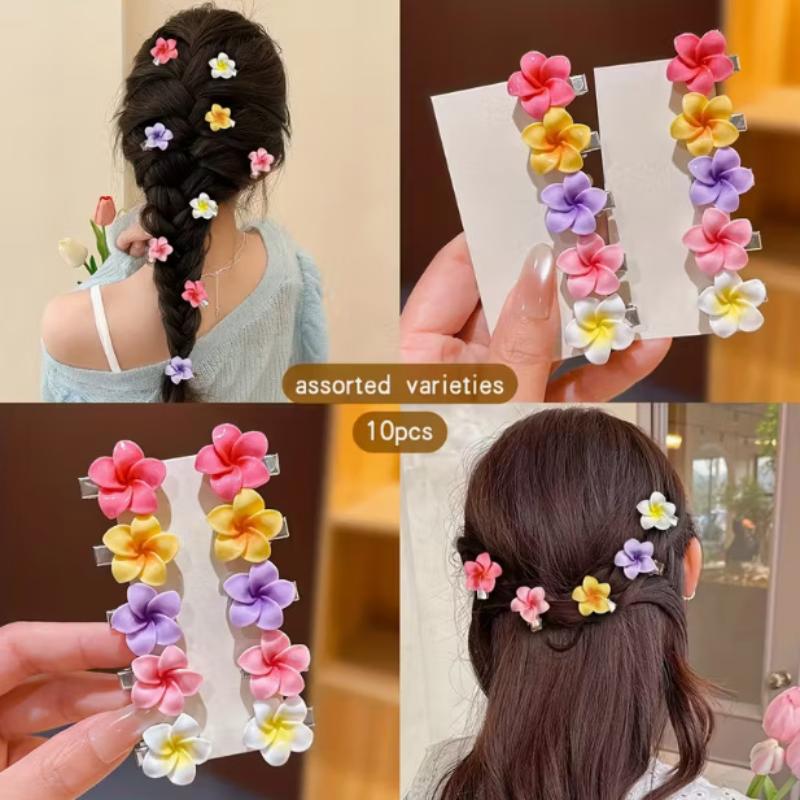 10Pcs Hawaii Sweet Versatile Colorful Flower Hair Clips Mini Flower Hairpins Headwear Perfect For Everyday Hair Accessories