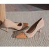 2025 Spring Summer New Women's French High Heels - Small Fragrance Style Color-Blocked Pointed-Toe Stiletto, Sexy Shallow Mouth Pumps XCY-180