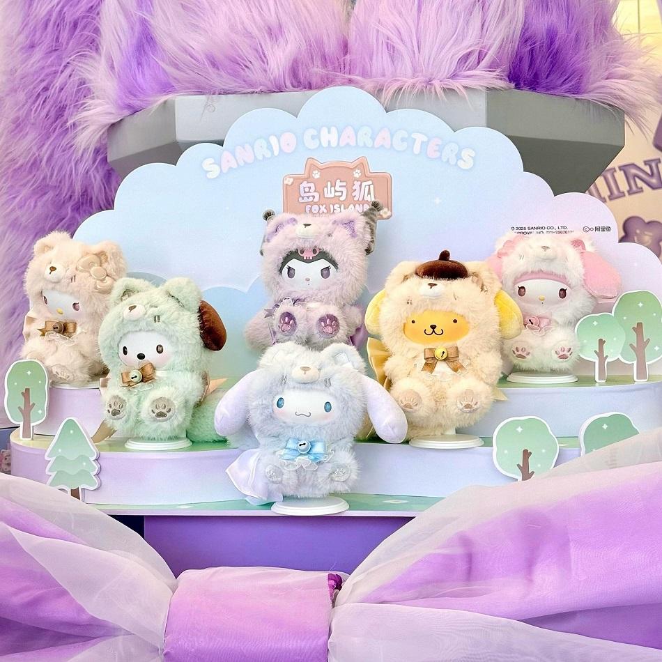 New Sanrio Characters Fox I Sland Blind Box Cinnamoroll Plush Pendants Surprise Box My Melody Blind Boxtoy Gift