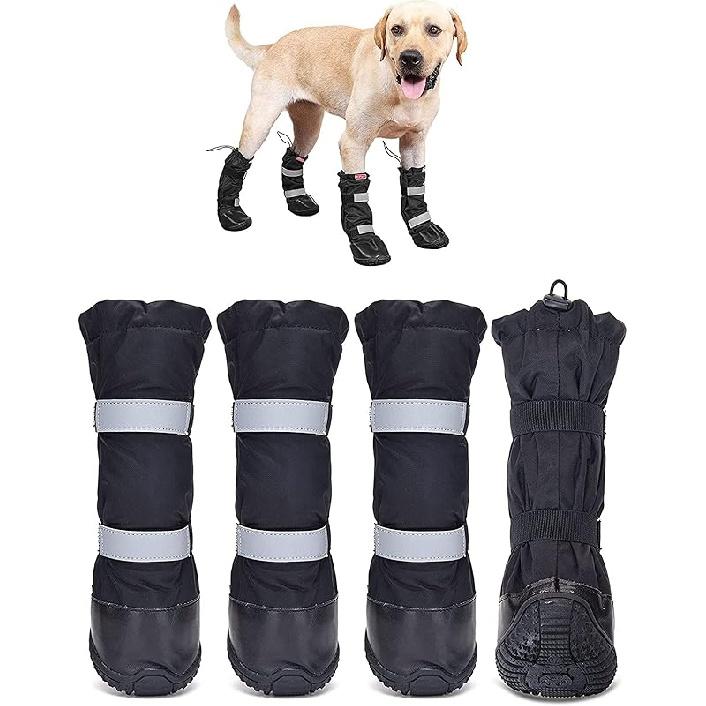 

Hipaw Waterproof Dog Shoes for Medium Large Dogs, Durable Nonslip Rubber Sole Paw Protectors for Winter Snow Rain Hiking, Dog Rain Boots with XS: Insole wide 1.9 чорний