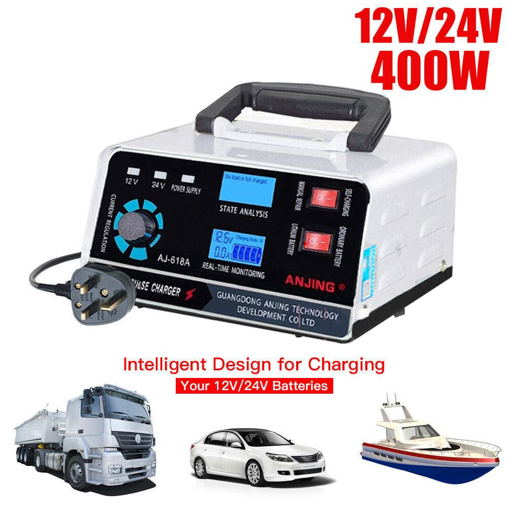 12V/24V 400W Smart Car Battery Charger Automatic Pulse Repair Boat Trickle