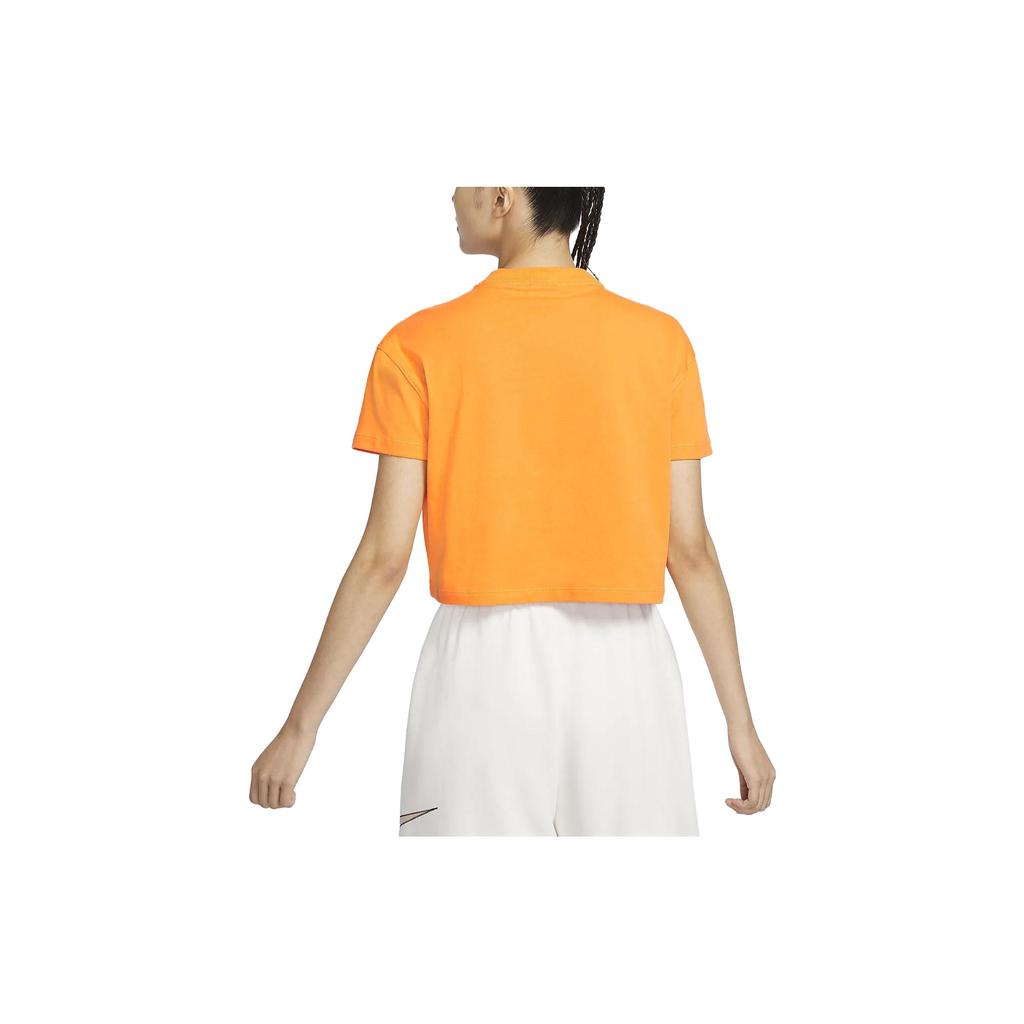 New Nike Drop Shoulder Sleeve T Shirt Women's Bright Orange DA0324-836
