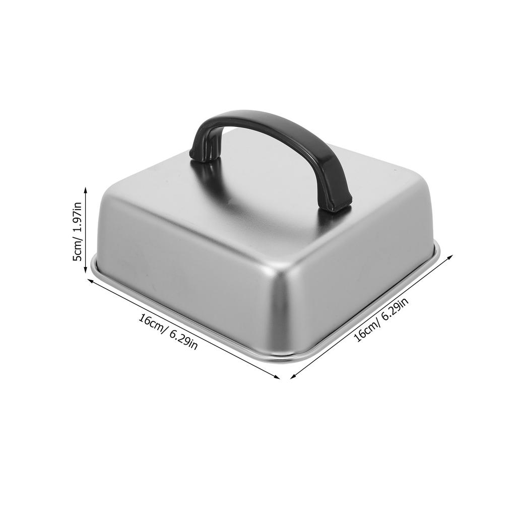 Square Grill Cover Stainless Steel 10x10x2 Basting Dome Cheese Melting Steaming Lid Griddle Splatter Guard Bbq Cooking Cover