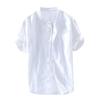 Men's Baggy Cotton Linen Solid Short Sleeve Button Retro T Shirts Tops Blouse