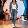 Women's Vintage Floral Print Three-Quarter Sleeve Cardigan Relaxed Fit Lightweight Casual Open Front