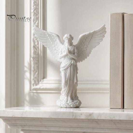 Tisch-Engelsstatue 3D-gedruckte betende Figur, Retro-Schutzengel-Statue Ornament, Künstlerische geflügelte Frauendekoration für Zuhause, Büro, Einweihung