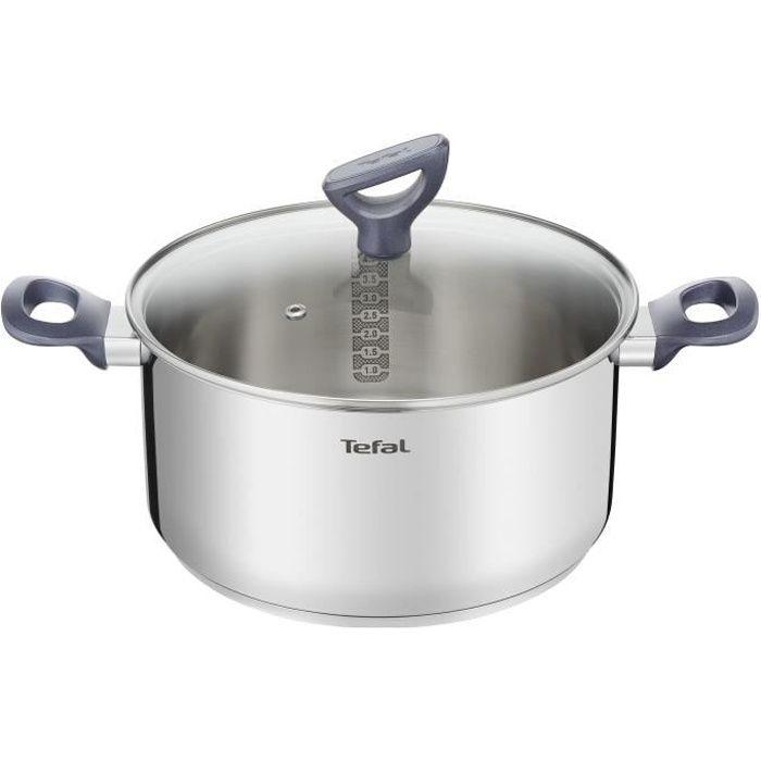 Tefal faitout dailycook en inox - ø 24 cm - 5 l - avec couvercle en verre - tous feux dont induction