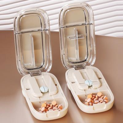 Präzisions-Pillenteiler mit Sicherheitsschutz, kompaktes, tragbares Design, leicht zu reinigen, abnehmbare Aufbewahrungshülle, Tablet-Organizer