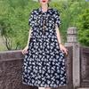 Elegant Women's Summer Dress Plus Size Short Sleeve Casual Loose Long Dresses Vintage Clothes