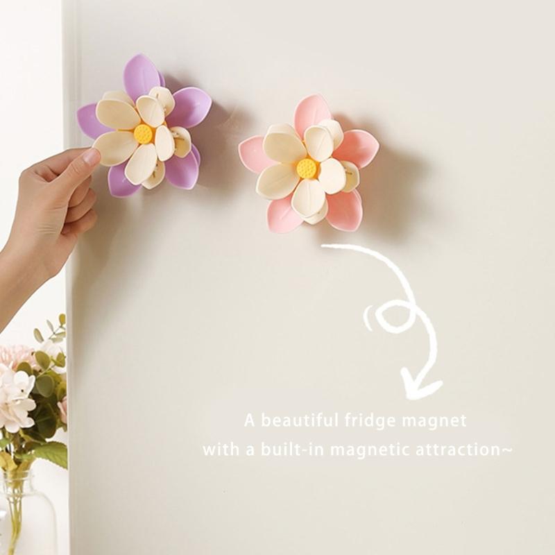 Double Layer Magnetic Sealing Clip for Food Storage Bags With Refrigerator Magnet and Flower Designs