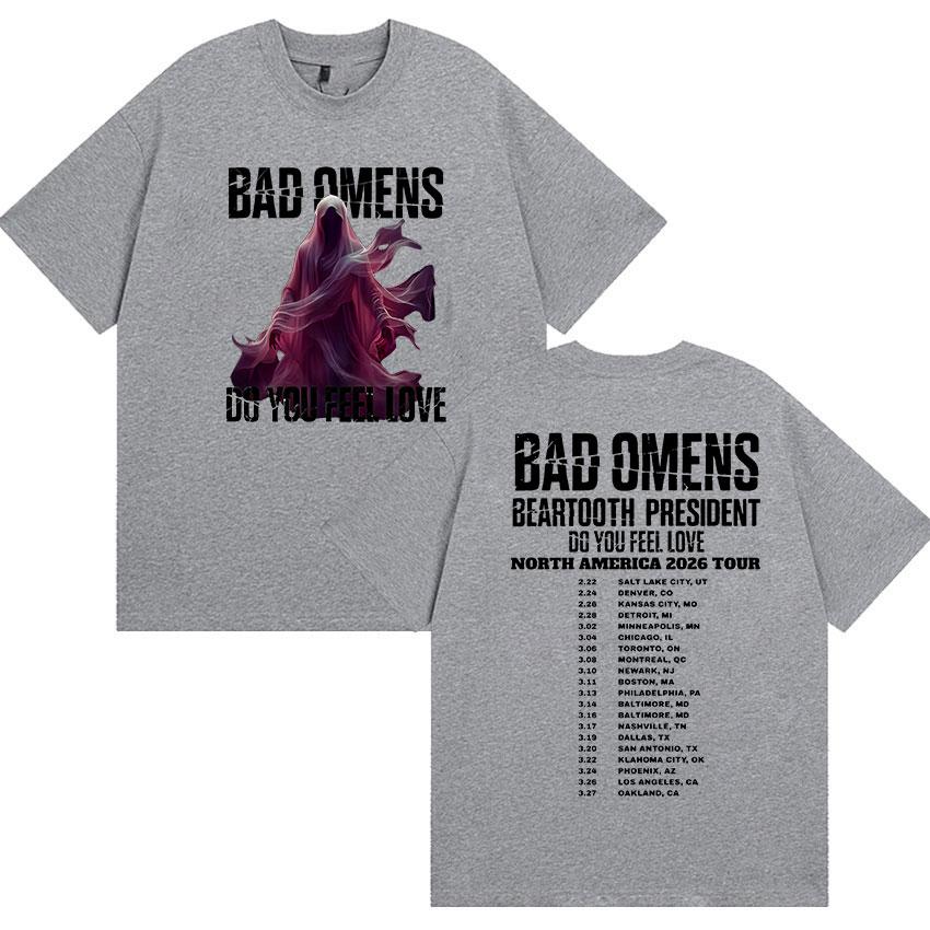 Bad Omens Do You Feel Love Tour 2026 Bedruckte T-Shirts Herren Damen Retro Oversized Baumwoll-T-Shirt Klassische Punk Gothic Kleidung T-Shirt